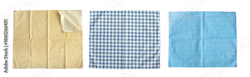 Set Three pieces of checkerboard pattern with Wrinkles, folds of placemat cloth for  background