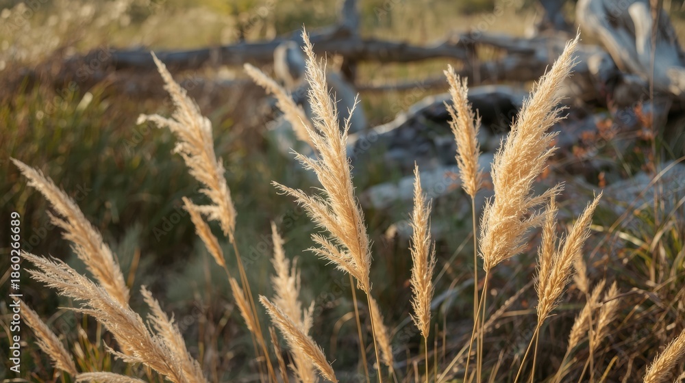 Fototapeta premium Golden grasses in autumn light