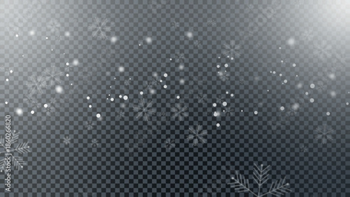 Snowfall background with falling snowflakes in winter wonderland scene