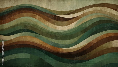 Muted green and brown abstract waves, harvest celebration theme