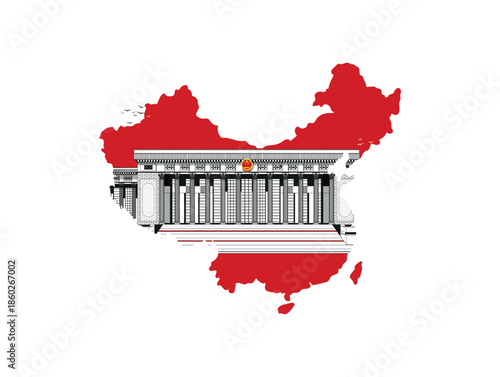 Beijing the great hall of the people at Tiananmen Square in Beijing. map