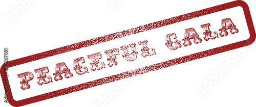 Peaceful Gaia vintage red stamp effect for eco friendly product labels or nature inspired branding