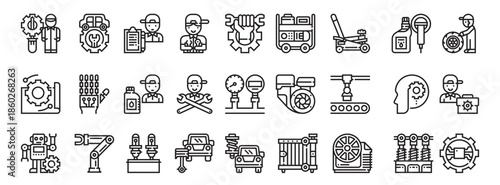 Mechanical Elements , Thin Line and Pixel Perfect Icons