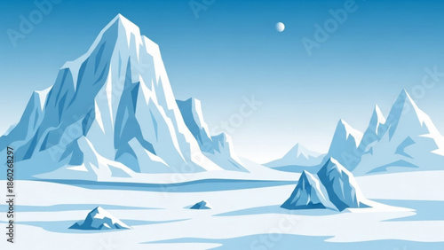 Arctic landscape with snow-capped mountains and ice formations a serene winter scene for nature and travel themes vector illustration