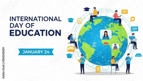 International day of education january 24 global learning illustration with people around the world