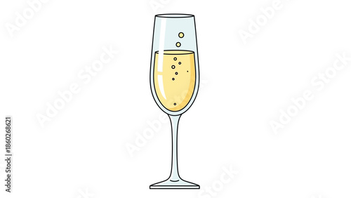 Elegant Sparkling Champagne Flute Vector Illustration, a Symbol of Celebration, Joy, and Special Occasions