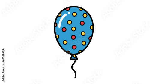 Cheerful blue celebratory balloon decorated with yellow and red polka dots, ideal for adding festive flair to any design project or event invitation