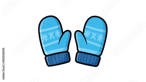 Pair of blue winter mittens with snowflake pattern, perfect for cold weather protection and outdoor activities