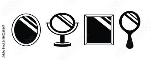 Mirror icon set of 4, design element suitable for websites, print design or app