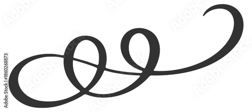 Vintage swirl ornament line style flourish. Filigree calligraphic decorative curl divider for elegant design on transparent background