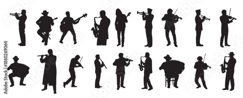 music players silhouette white background 