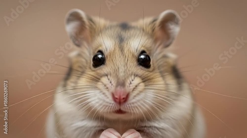 Wallpaper Mural Adorable tiny hamster with bright, curious eyes and delicate paws captured in a high-quality close-up portrait, showcasing its charming and innocent expression against a soft, blurred background Torontodigital.ca