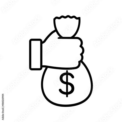 Hand giving money bag with dollar sign for payment graphic illustration
