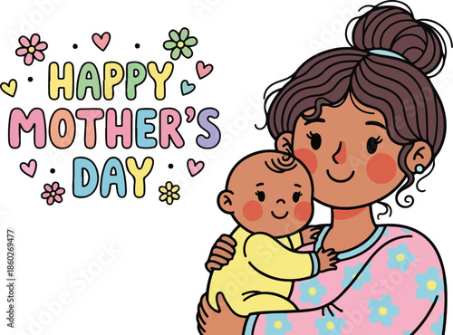 Happy mother's day mom with baby love and family concept