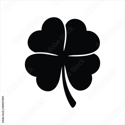 Four leaf clover icon. Black icon isolated on white background. Clover silhouette. Simple icon. Web site page and mobile app design vector element.
