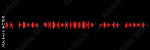 Vibrant red wave patterns on black background dynamic colorful waveform visualization