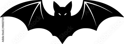 a bat with its wings spread out, minimalist, black and white vector