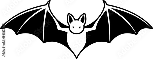 a bat with its wings spread out, minimalist, black and white vector
