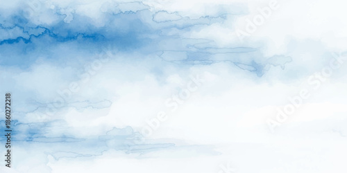 Artistic Light Blue Ink Wash with Horizontal Wispy Brush Strokes on White Background