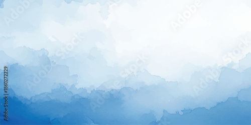Artistic Light Blue Ink Wash with Horizontal Wispy Brush Strokes on White Background