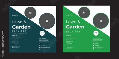 Agriculture and garden service for social media post and banner design  lawn or gardening service social media post and web banner template, Editable social media post