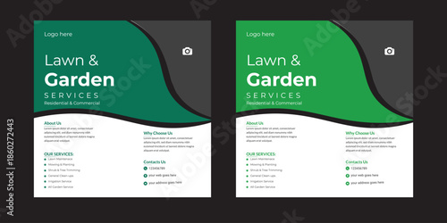Set of editable square banner template. Social media post design. Social media banner template. Garden or Landscaping service social media post design Lawn Garden Service social media post banner desi