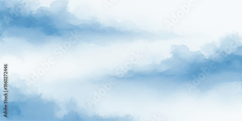 Abstract Blue Watercolor Streaks Background with Horizontal Motion and Ink Effects