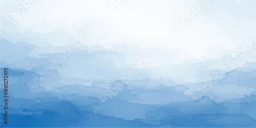 Artistic Blue Watercolor Frame Design with Central White Space for Text and Logos