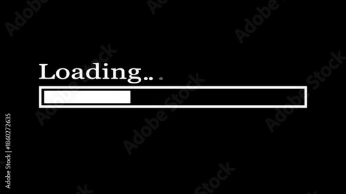 Loading process line. black progress loading bar on black background.