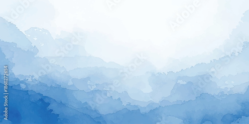 Diagonal Blue Watercolor Splash Background with Light Tones and Artistic Movement