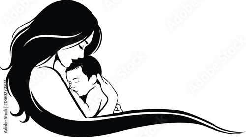 Tender moment of mother and child embrace