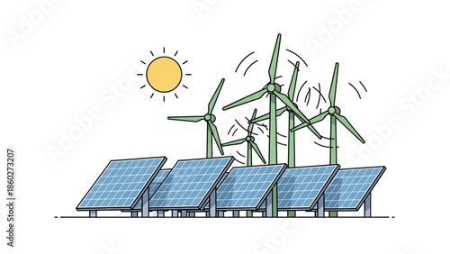 Renewable Energy Wind Turbines Solar Panels.