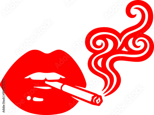 woman lips with black and white transparent smoking smoke vector silhouette of smoking lips 