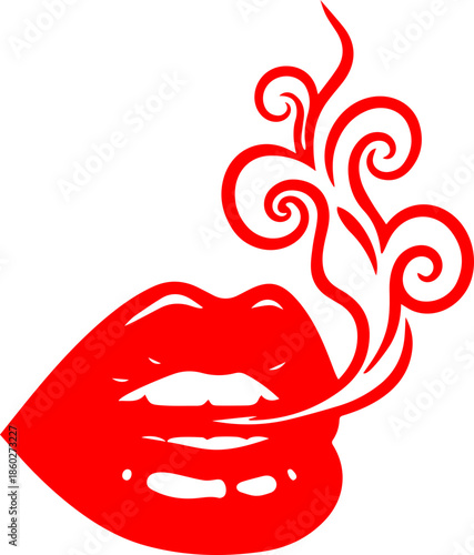 woman lips with black and white transparent smoking smoke vector silhouette of smoking lips 