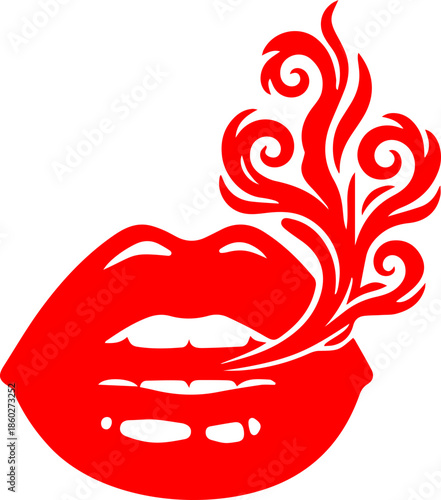 woman lips with black and white transparent smoking smoke vector silhouette of smoking lips 