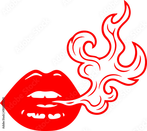woman lips with black and white transparent smoking smoke vector silhouette of smoking lips 