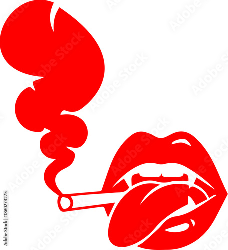 woman lips with black and white transparent smoking smoke vector silhouette of smoking lips 