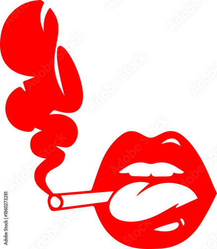 woman lips with black and white transparent smoking smoke vector silhouette of smoking lips 