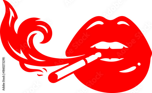 woman lips with black and white transparent smoking smoke vector silhouette of smoking lips 