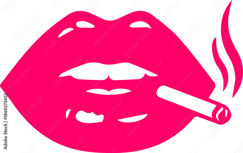 Obraz premium woman lips with black and white transparent smoking smoke vector silhouette of smoking lips 