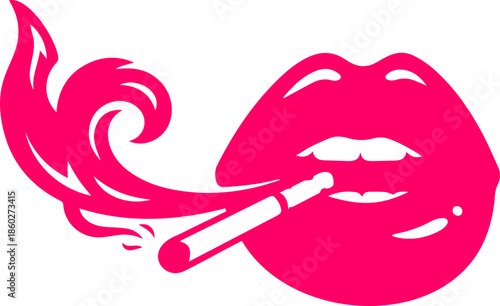woman lips with black and white transparent smoking smoke vector silhouette of smoking lips 