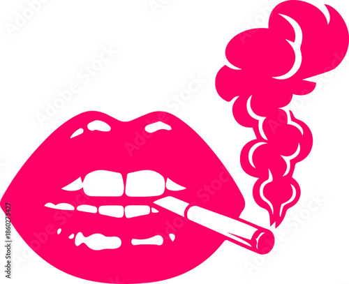 woman lips with black and white transparent smoking smoke vector silhouette of smoking lips 