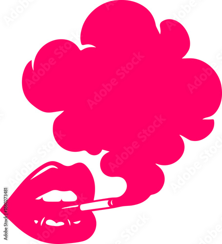 woman lips with black and white transparent smoking smoke vector silhouette of smoking lips 