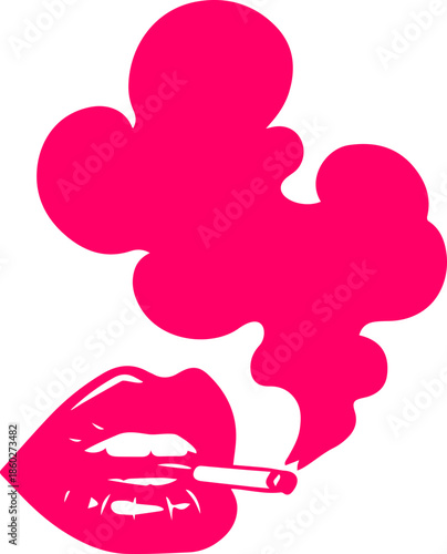 woman lips with black and white transparent smoking smoke vector silhouette of smoking lips 