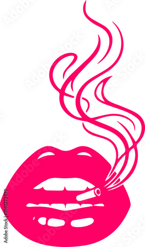 woman lips with black and white transparent smoking smoke vector silhouette of smoking lips 