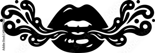 woman lips with black and white transparent smoking smoke vector silhouette of smoking lips 