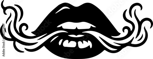 woman lips with black and white transparent smoking smoke vector silhouette of smoking lips 