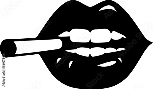 woman lips with black and white transparent smoking smoke vector silhouette of smoking lips 