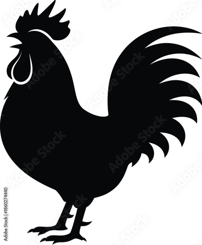 Silhouette of a rooster isolated on transparent background, Vector, illustration