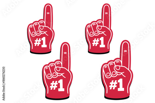 Fan foam hands number one set, sport finger glove icon collection